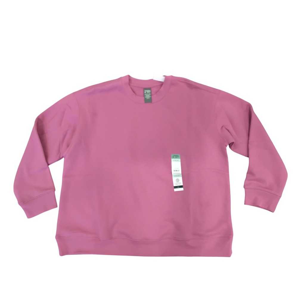 Terra‎ & Sky Women Plus 1X Meadow Mauve Fleece Sweatshirt Crewneck Pullover NEW